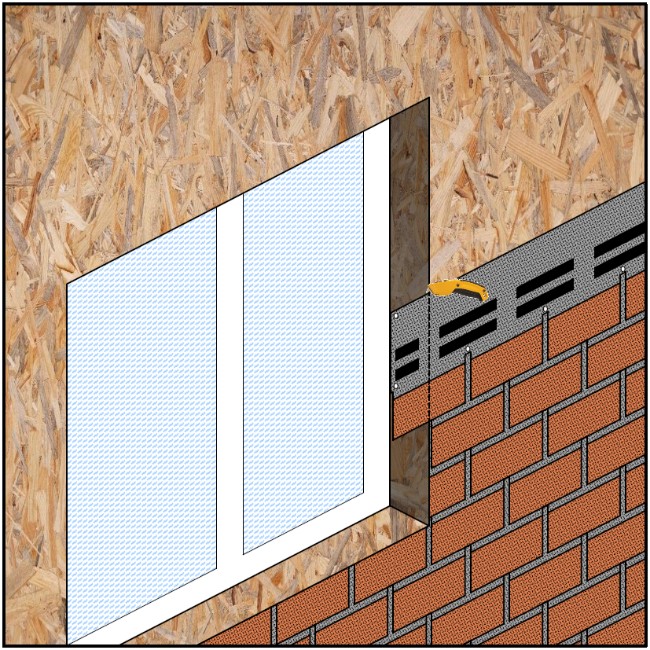 Подрезка фасадной плитки при подходе к углам оконных
                        проёмов brick